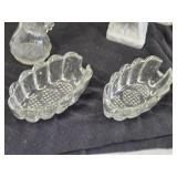 Various Decorative and Glass Items including Milk Glass Pedestal Bowl, Wooden Plaques, and Glassware