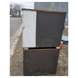 Custom Wooden Storage Cabinets with Shelving - Bottom Cabinet has Wheels - Each is 35x24.5x32.5