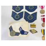 Lot of Vintage Air Force Military Patches, Medals, and Pins