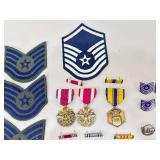 Lot of Vintage Air Force Military Patches, Medals, and Pins