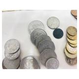 Lot of Vintage Foreign Bills and Coins
