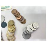 Lot of Vintage Foreign Bills and Coins