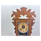 Antique Wood Windup Mantle Clock w/Key