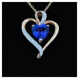 .925 Sterling Silver Diamond Accented Amethyst Heart Rose Gold Vermeil Pendant Necklace