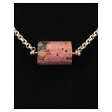 .925 Sterling Silver Barrel Agate Pendant Necklace