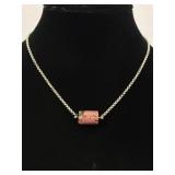 .925 Sterling Silver Barrel Agate Pendant Necklace