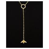.925 Sterling Silver Crystal Bee Dangle Vermeil Pendant Necklace
