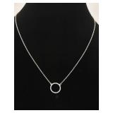 .925 Sterling Silver Crystal Hoop Fixed Pendant Necklace