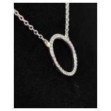 .925 Sterling Silver Crystal Hoop Fixed Pendant Necklace
