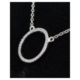 .925 Sterling Silver Crystal Hoop Fixed Pendant Necklace