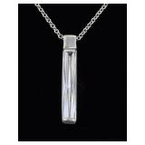.925 Sterling Silver Crystal Bar Pendant Necklace