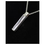 .925 Sterling Silver Crystal Bar Pendant Necklace