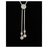 .925 Sterling Silver 24" Adjustable Crystal Slide Pendant Cable Necklace