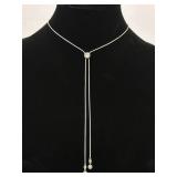 .925 Sterling Silver 24" Adjustable Crystal Slide Pendant Cable Necklace