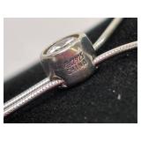 .925 Sterling Silver 24" Adjustable Crystal Slide Pendant Cable Necklace