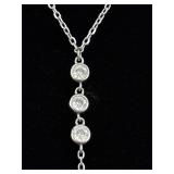 .925 Sterling Silver Crystal Dangle Necklace