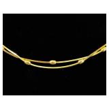 .925 Sterling Silver 2 Strand Beaded Vermeil Necklace