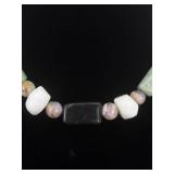 Amethyst, Nephrite, etc. Semi-Polished Stone Necklace