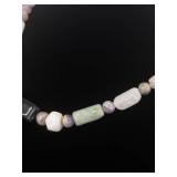 Amethyst, Nephrite, etc. Semi-Polished Stone Necklace