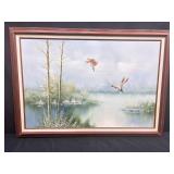 VERY Well Done Oil on Canvas Painting of some Ducks in Flight By E. Max