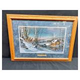 Vintage Wood Framed Terry Redlin "Evening With Friends" Lithograph