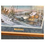 Vintage Wood Framed Terry Redlin "Evening With Friends" Lithograph