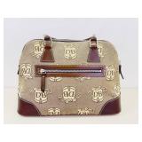 Authentic Dooney & Bourke Domed Monogram Satchel with Brown Leather Trim