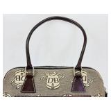 Authentic Dooney & Bourke Domed Monogram Satchel with Brown Leather Trim