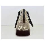 Authentic Dooney & Bourke Domed Monogram Satchel with Brown Leather Trim