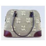 Authentic Dooney & Bourke Domed Monogram Satchel with Brown Leather Trim