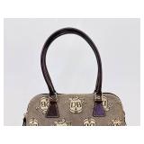 Authentic Dooney & Bourke Domed Monogram Satchel with Brown Leather Trim
