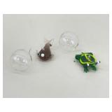 Lot of Hand Blown Glass Fishes with Floats for Glasses of Water or Fish Tanks