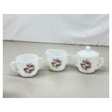 White Fire King Flower Set
