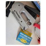 Industrial Stapler with staples; fiberglass measuring tape; multi-purpose hammer tool; jump starter kit --Lot of 5