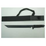 black full-tang ninja machete with sheath