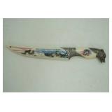 stainless steel American Flag Wolf fantasy dagger Bowie Knife w/decorative scabbard and pommel