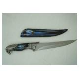 stainless steel Bald Eagle fantasy dagger Bowie Knife w/decorative scabbard and pommel