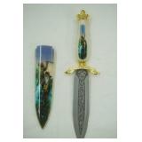 Collectors Knives fantasy dagger. 6.25" fixed blade w/design and scabbard