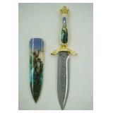 Collectors Knives fantasy dagger. 6.25" fixed blade w/design and scabbard