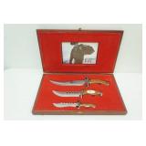 Vintage James Dean 3 piece knife set and wooden box