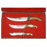 Vintage James Dean 3 piece knife set and wooden box