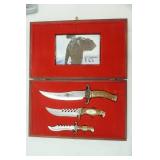Vintage James Dean 3 piece knife set and wooden box