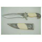 vintage decorative eagle themed dagger and scabbard. intricate engravings, carved, heavy (2.05lbs) 15.5" overall length