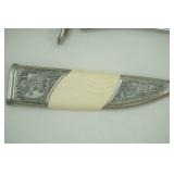 vintage decorative eagle themed dagger and scabbard. intricate engravings, carved, heavy (2.05lbs) 15.5" overall length
