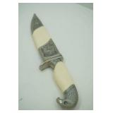 vintage decorative eagle themed dagger and scabbard. intricate engravings, carved, heavy (2.05lbs) 15.5" overall length