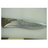 vintage decorative eagle themed dagger and scabbard. intricate engravings, carved, heavy (2.05lbs) 15.5" overall length