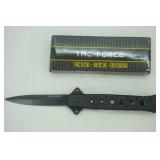 Tac Force TF-698BK spring assisted stiletto pocket knife w/3" black spear point blade and drilled hole handle design