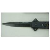 Tac Force TF-698BK spring assisted stiletto pocket knife w/3" black spear point blade and drilled hole handle design