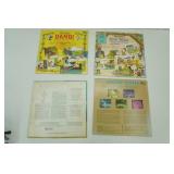 4ct Vintage Walt Disney Vinyl Records. Mickey and the Beanstalk 1968, The Arabian Nights 1968, Pete