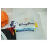 Walt Disney World Rain Poncho & Drawstring Backpack; New Orange Fleece Blanket